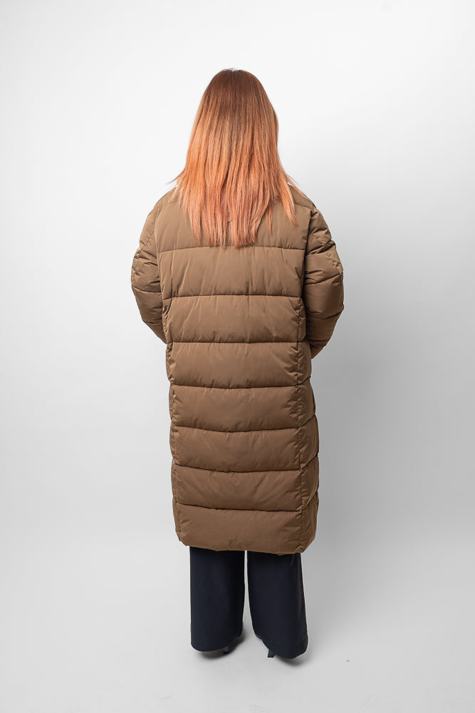 Long quilted Down Jacket with Fur collar