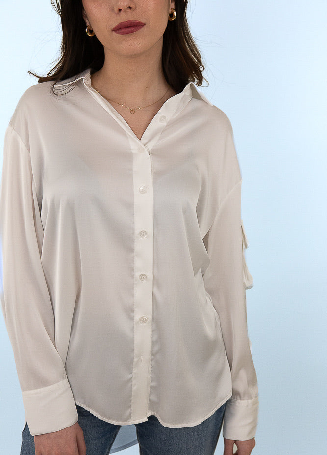 Blouse satinée à manches longues