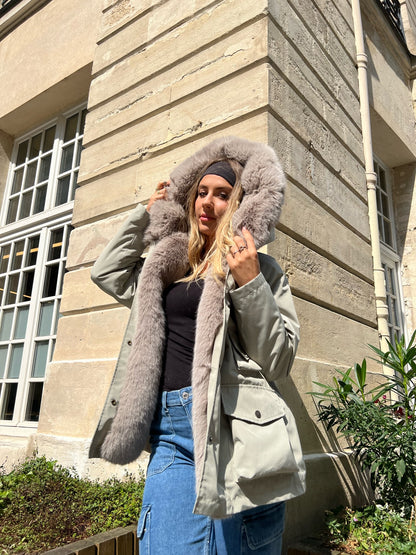 Parka with Faux Fur Hood