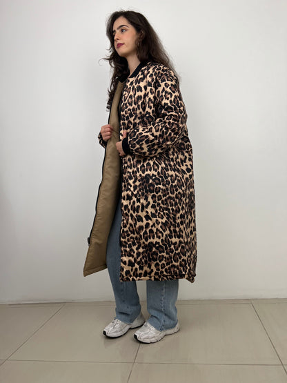 Long Reversible Leopard Bomber